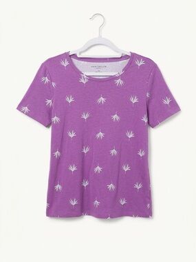 NWOT Ann Taylor Lavender Tee with White Embroidered Motifs